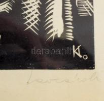 Azonosítatlan jelzéssel: Madonna gyermekével. Fametszet, papír, jelzett, kép margóján sérüléssel,. Ü...