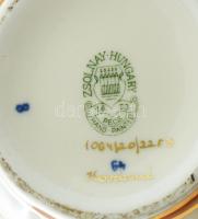 Zsolnay áttört pillangó mintás porcelán kaspó. Kézzel festett, jelzett, hibátlan m: 10 cm d: 11 cm