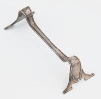 12 darabos antik ezüstözött késbak szett, díszdobozban, h: 9,5 cm