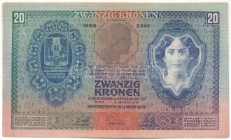 1907. 20K "2249 019938" T:F szép papír, ebben a tartásban ritka! / Hungary 1907. 20 Korona...