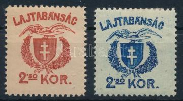 Nyugat-Magyarország VII. 1921 2,50K eltérő piros színben + támpéldány, mindkettő Bodor vizsgálójellel