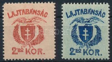 Nyugat-Magyarország VII. 1921 2,50K eltérő piros színben + támpéldány, mindkettő Bodor vizsgálójellel