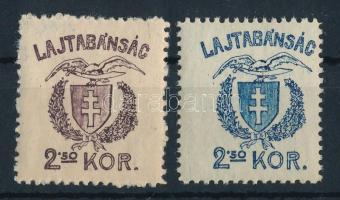 Nyugat-Magyarország VII. 1921 2,50K eltérő lila színben + támpéldány, mindkettő Bodor vizsgálójellel