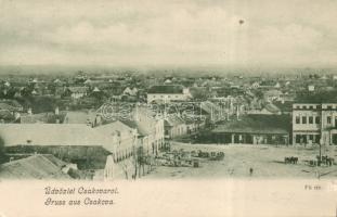 Csák main square with Hotel and the shop of Mesterovits, Jovanovits