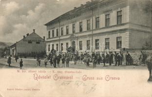Orsova school and the shop of Mór Scheinberger (EK)