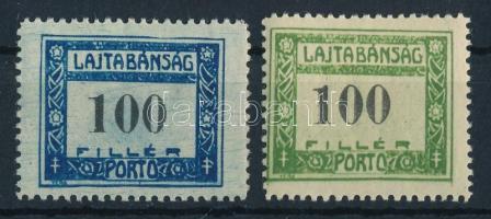 Nyugat-Magyarország VII. 1921 Portó 100f eltérő kék színben + támpéldány, mindkettő Bodor vizsgálójellel