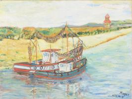 Mayer jelzéssel: Hajók, 1972. Olaj, vászon. 45x60 cm