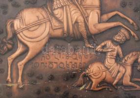 Modern orosz domborított ikonkép, keretben, 19x19 cm