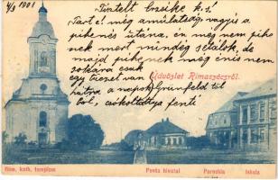 1901 Rimaszécs, Rimavska Sec, Siac; Római katolikus templom, Postahivatal, Parókia, Iskola / Catholic church, post office, parish, school (EK)