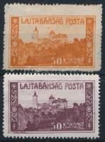 Nyugat-Magyarország VII. 1921 50K eltérő narancssárga színben + támpéldány, mindkettő Bodor vizsgálójellel