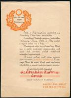 1936 A Kosztolányi Dezső Emlékbizottság által kiadott papírboríték, névre szóló, Dr. Ábrahám Ambrus (1893-1989) zoológus, ideghisztológus, az MTA tagja részére (üres), 21,5x15 cm