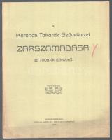 1909 Marosvásárhely, a Koronás Takarék Szövetkezet zárszámadása az 1908. üzletévről, hajtott