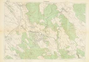 1927 Felsőgalla és környékének térképe, 1 : 25.000, M. Kir. Állami Térképészet, kisebb lapszéli szakadással, 64x85 cm