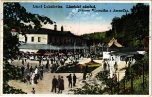 1931 Lázne Luhacovice, Lázenské námestí pramen Víncentka a Amandka / spa square with springs (fl)