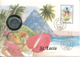 Kelet-Karibi Államok / Szt. Lucia 1981. 25c felbélyegzett borítékban, bélyegzéssel, német nyelvű leírással T:AU  East Caribbean States / St. Lucia 1981. 25 Cents in envelope with stamp and cancellation, with German description C:AU