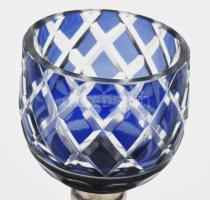 1958 Kristály kehely ezüst (Ag) talppal, Országos Kutyakiállítás felirattal, kopással, m: 18,5 cm