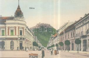 Déva with Hotel Fehérkereszt, pharmacy and the shops of the Hirsch brothers and Lajos F. Szőcs,
