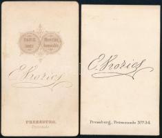 cca 1867-70 2 db női portré, keményhátú fotó Kozics Ede (Pressburg/Pozsony/Bratislava) műterméből, 1...