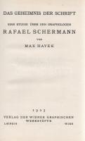Hayek, Max: 
Das Geheimnis der Shrift. Eine Studeie über den Graphologen Rafael Schermann.
Leipzig...