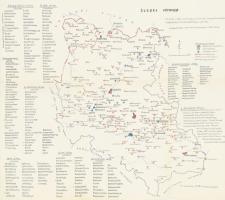Szepes vármegye térképe, kézzel rajzolt térkép a községek részletes felsorolásával, jó állapotban, 49,5x55,5 cm