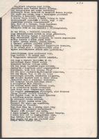 cca 1962 Zilahy Lajos - Vers libre Illyés Gyula születésnapjára, gépirat, tűzve, kis sérülésekkel, 4...