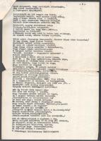 cca 1962 Zilahy Lajos - Vers libre Illyés Gyula születésnapjára, gépirat, tűzve, kis sérülésekkel, 4...
