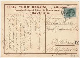 1943 Budapest I. 150 éve Hoser órák, Hoser Victor üzlete az Attila körút (út) 48. szám alatt, reklám...
