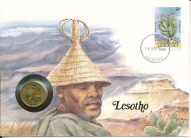 Lesotho 1979. 5l érme bélyeges borítékon T:UNC  Lesotho 1979. 5 Lisente coin in letter with stamp and cancellation C:UNC