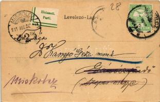 1911 Miskolc, Népkerti vigadó + "MISKOLCZ" - "GÁNÓCZFÜRDŐ" "Elutazott"...