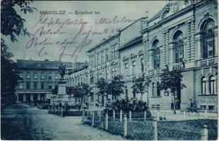 1914 Miskolc, Erzsébet tér, Kossuth szobor. Ferenczi B. kiadása (EK)