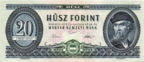 1975. 20Ft (4x) egymásutáni, ill. egyugrású sorszámokkal T:I