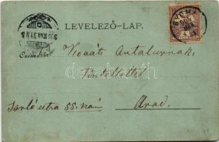 1900 Gyoma, Református templom, postahivatal télen. Svéd Ferenc kiadása (EK)