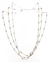 Ezüst(Ag) háromsoros aranyozott nyakék, jelzett, h: 42 cm, nettó: 10,6 g