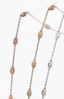 Ezüst(Ag) háromsoros aranyozott nyakék, jelzett, h: 42 cm, nettó: 10,6 g