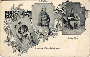 Brautpaar (West-Bulgarien), Schopkinia, Schop-Hirt / Bulgarian folklore. Art Nouveau, floral (EB)