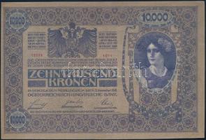 1918. 10.000K piros "MAGYARORSZÁG" felülbélyegzéssel, "1011 12235" sorszámmal, e...