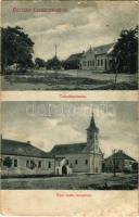 1917 Csanádpalota, Takarékpénztár, Római katolikus templom. Kellner Jakab kiadása (EB)