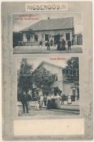 1908 Csengőd, vasútállomás, Bakos Géza vas és fűszer üzlete és saját kiadása. Art Nouveau (fa)