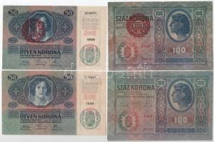 1912-1915. 10K-100K (7xklf), felülbélyegzés nélkül és piros "MAGYARORSZÁG" felülbélyegzése...