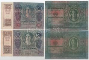 1912-1915. 10K-100K (7xklf), felülbélyegzés nélkül és piros "MAGYARORSZÁG" felülbélyegzése...