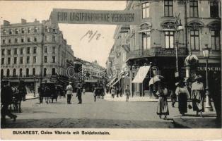 Bucharest, Bukarest, Bucuresti, Bucuresci; Calea Viktoria mit Soldatenheim / street view, soldiers home (EK)