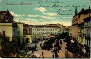 1915 Bucharest, Bukarest, Bucuresti, Bucuresci; Piata Teatrului / square, theatre (EK)