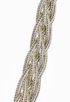 Ezüst(Ag) hatszálas szövött-fonott masszív nyaklánc, jelzett, h: 46 cm, nettó: 20,9 g