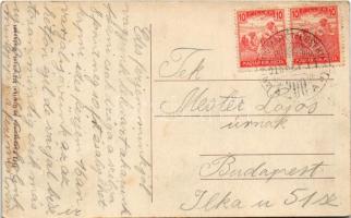 1916 Kistapolcsány, Topolcianky; Főhercegi palota, kastély / castle + "ARANYOSMARÓT-ÉRSEKÚJVÁR ...