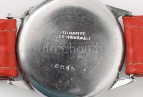 Tellus kézi felhúzós karóra, jelzett, bőr szíjjal. működik d: 31 mm