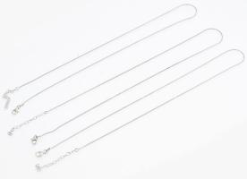 Ezüst(Ag) kígyó nyaklánc, 3 db, jelzett, h: 41-46 cm, nettó: 9,5 g