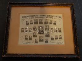 1938 A Budapesti Református Theologiai Akadémia tanári karáról és végzett hallgatóiról készült bekeretezett tablókép 36x30cm-es méretben