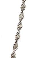 Ezüst(Ag) csavart, fonott nyaklánc, jelzett, h: 65 cm, nettó: 6,6 g