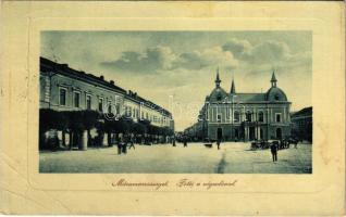 1911 Máramarossziget, Sighetu Marmatiei; Fő tér a vigadóval, Dreher sörcsarnok, piac. W.L. Bp. 256. / main square, beer hall, market (fa)