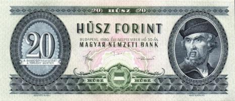 1980. 20Ft (3x) egymásutáni sorszámmal T:II+ Csak egyszer hajtva!
